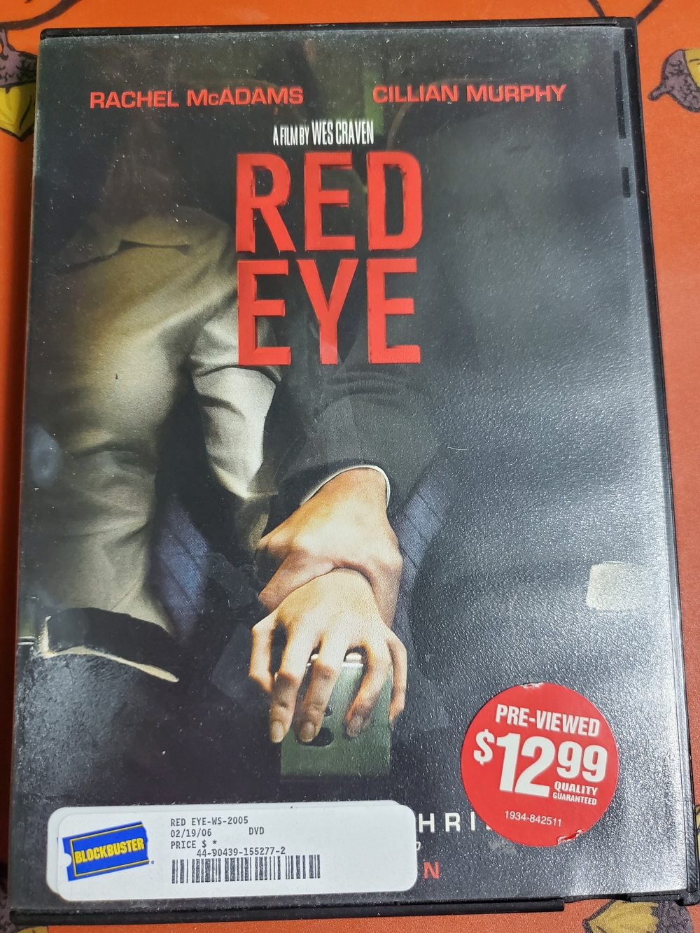 Vintage Blockbuster RED EYE DVD (2006) 📼 Wes Craven / Cillian Murphy